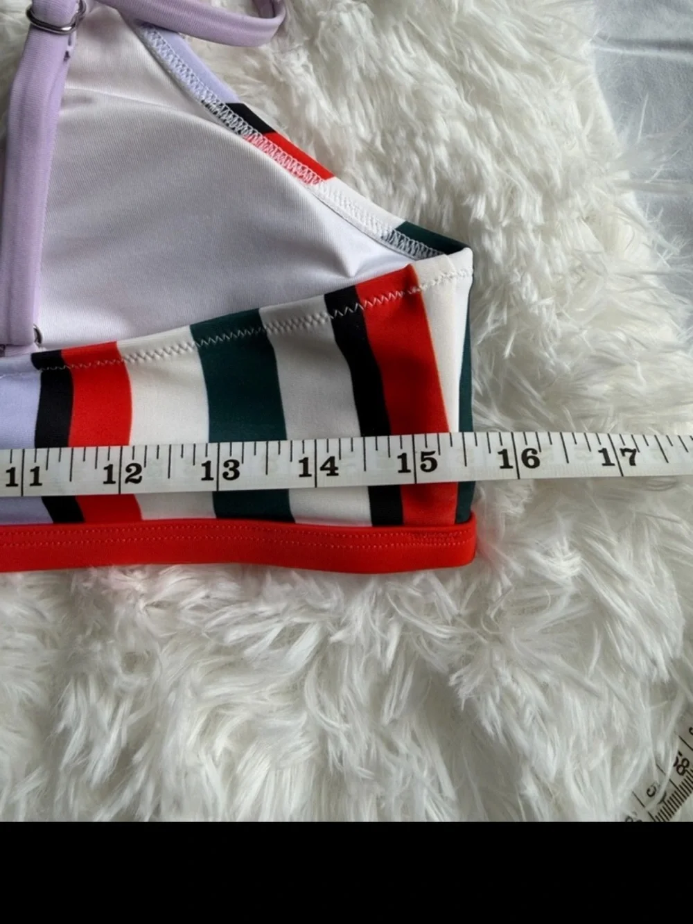 Retro Stripe High Waisted Bikini Set XL Colorblock Swimsuit